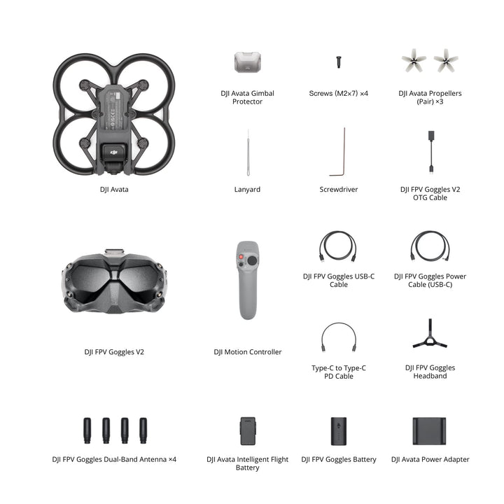 DJI Avata Fly Smart Combo FPV Drone, Black