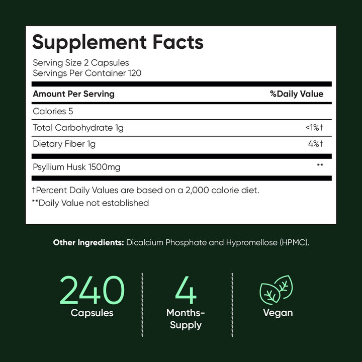 WeightWorld Psyllium Husk Capsules, 1500 mg, 240 Count