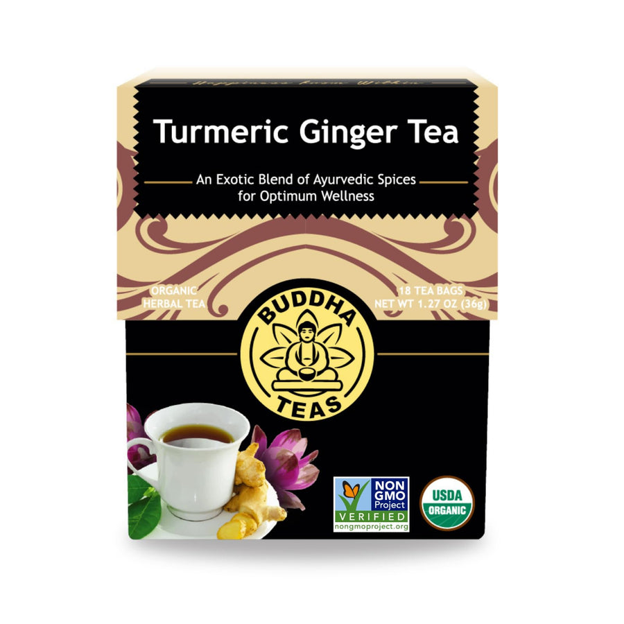 Buddha Teas Turmeric Ginger Tea, Bleach Free Tea Bags, 18 Count