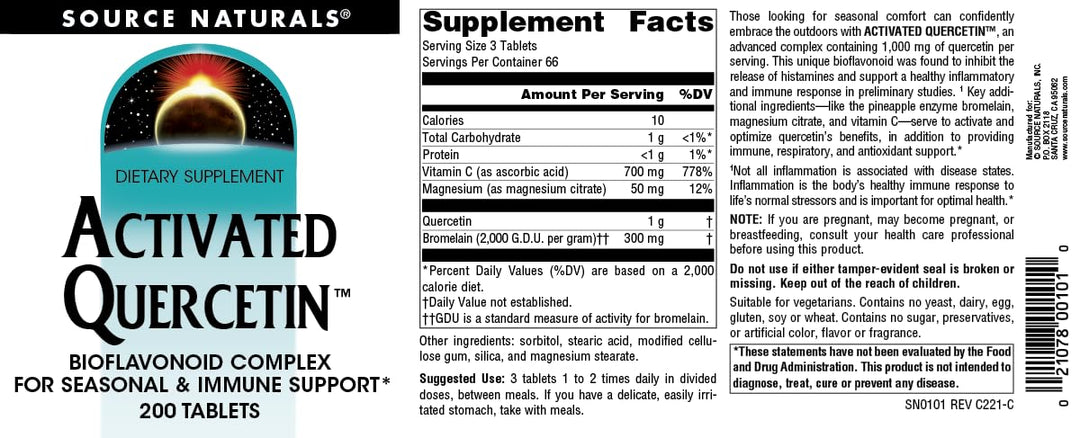 Source Naturals Activated Quercetin Bioflavonoid Complex