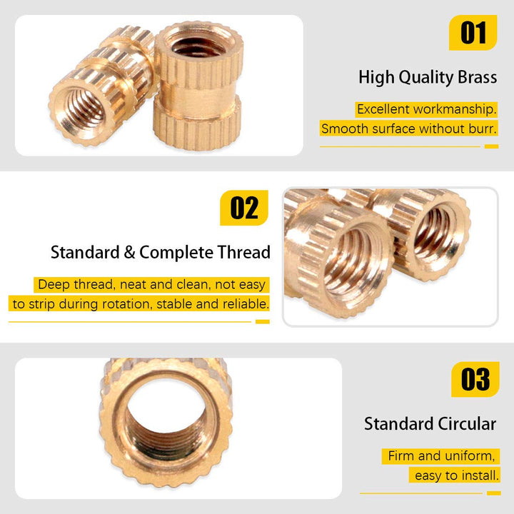 Hilitchi Brass Knurled Threaded Insert Assortment Kit, 460 Count