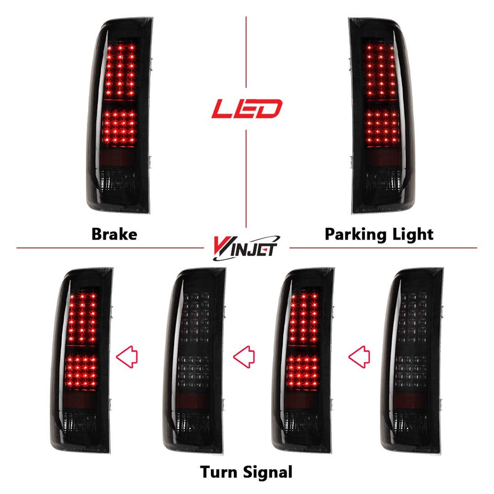 Winjet LED Taillights for Chevrolet Silverado 1500, 2500, 3500, Clear, Pair