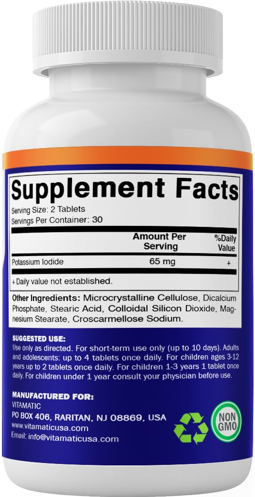 Vitamatic Potassium Iodide Tablets, 65 mg, 60 Count
