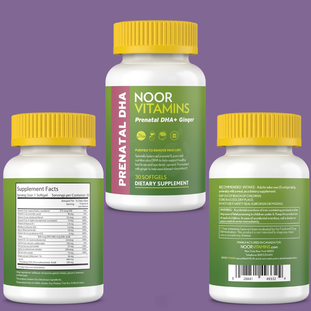 Noor Vitamins Prenatal Vitamins With DHA, 1 Month Supply