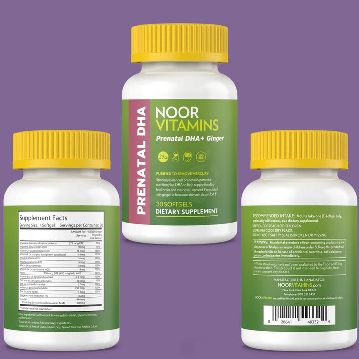 Noor Vitamins Prenatal Vitamins With DHA, 1 Month Supply