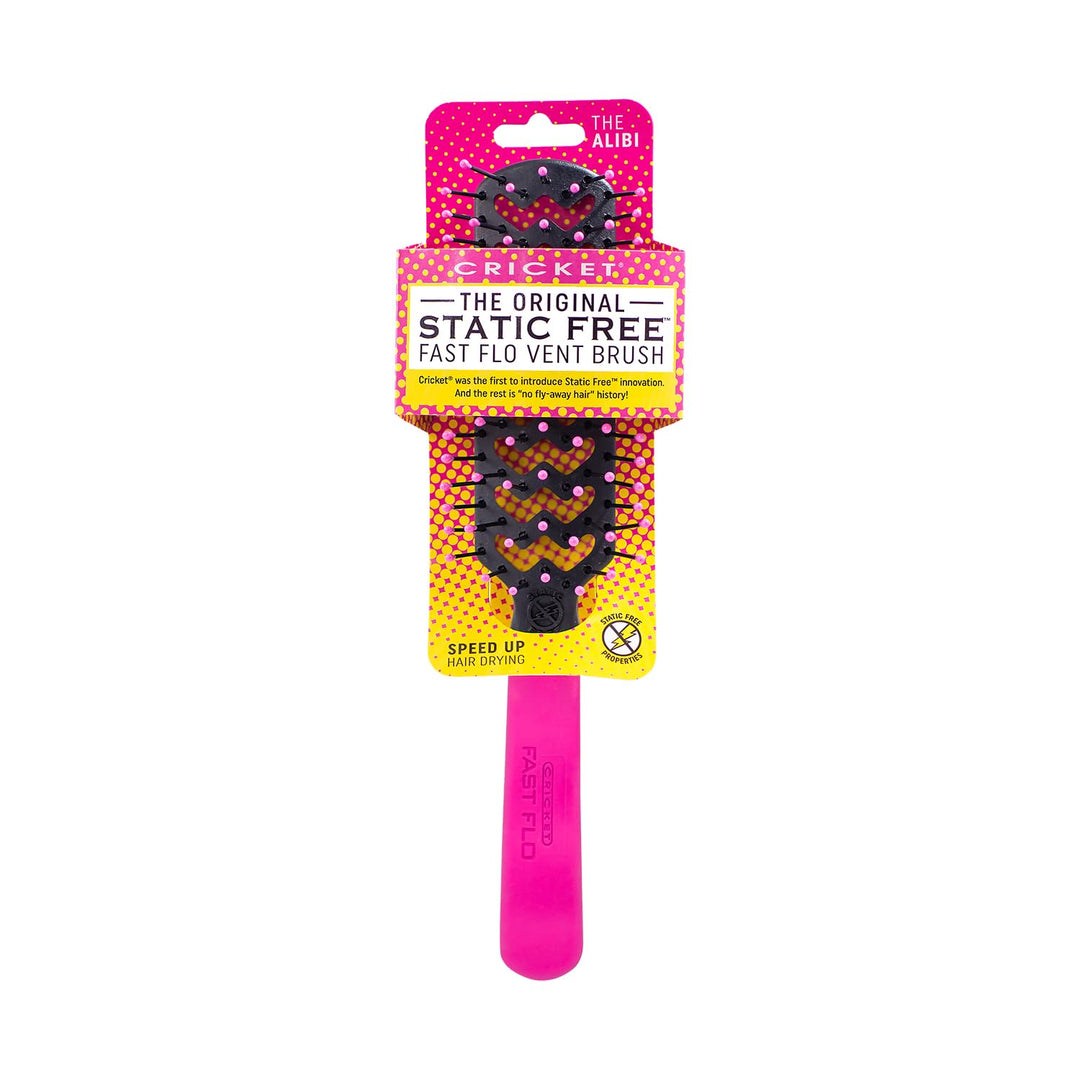 Cricket Static Free Fast Flo Color Vent Hair Brush, The Alibi Pink