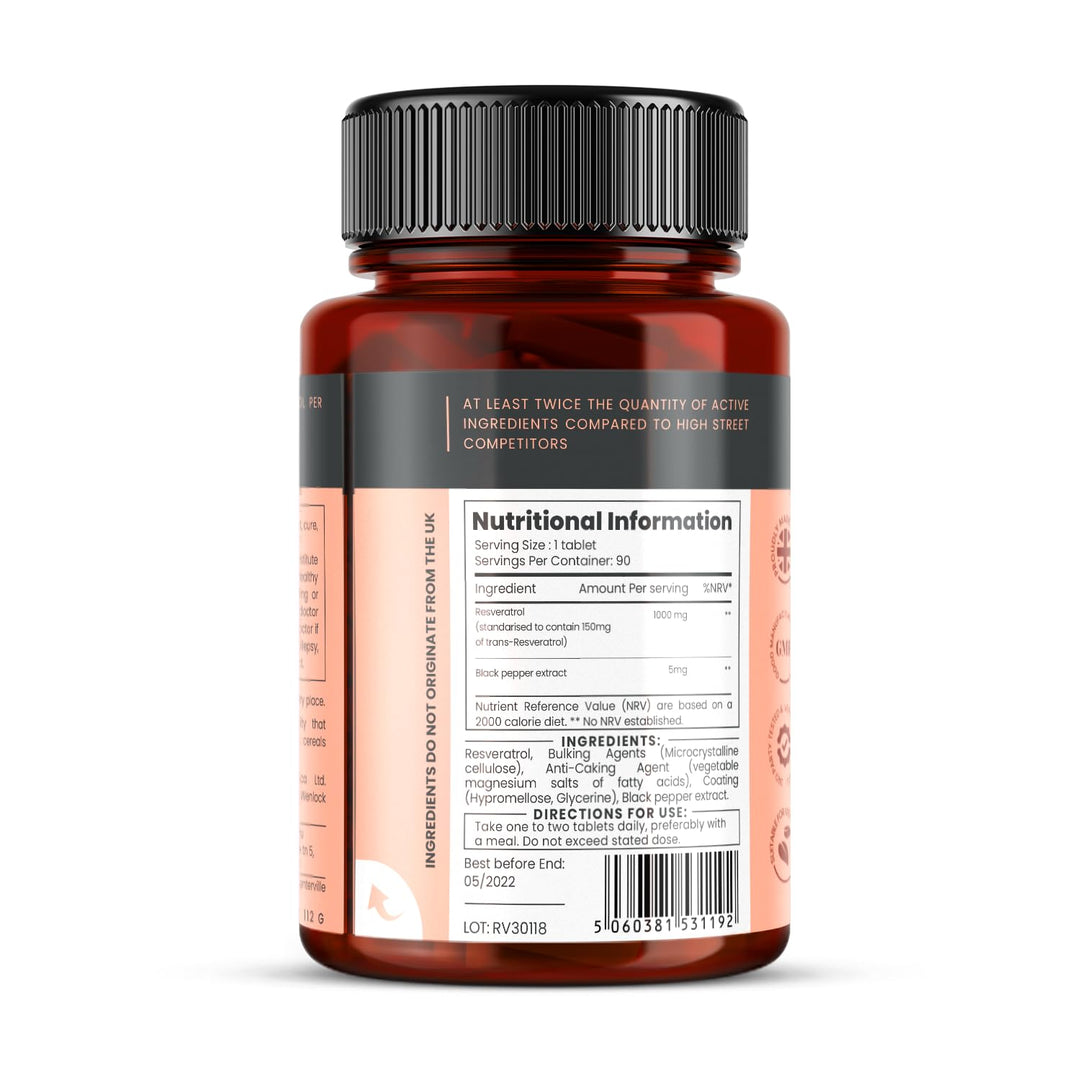 Pureclinica Resveratrol 1000 mg, 90 Count