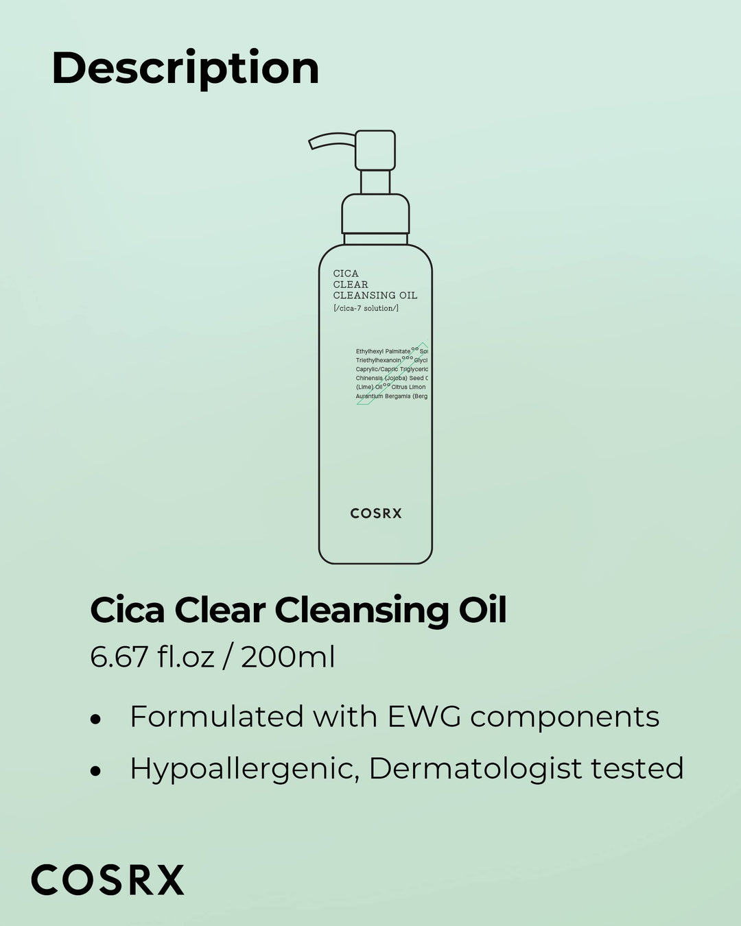 COSRX Pure Fit Cica Cleansing Oil, 6.76 fl oz