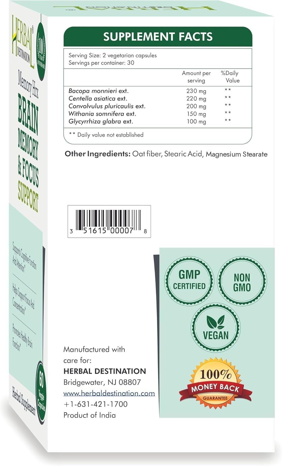 Herbal Destination Memory Hrx Capsules, 60 Count