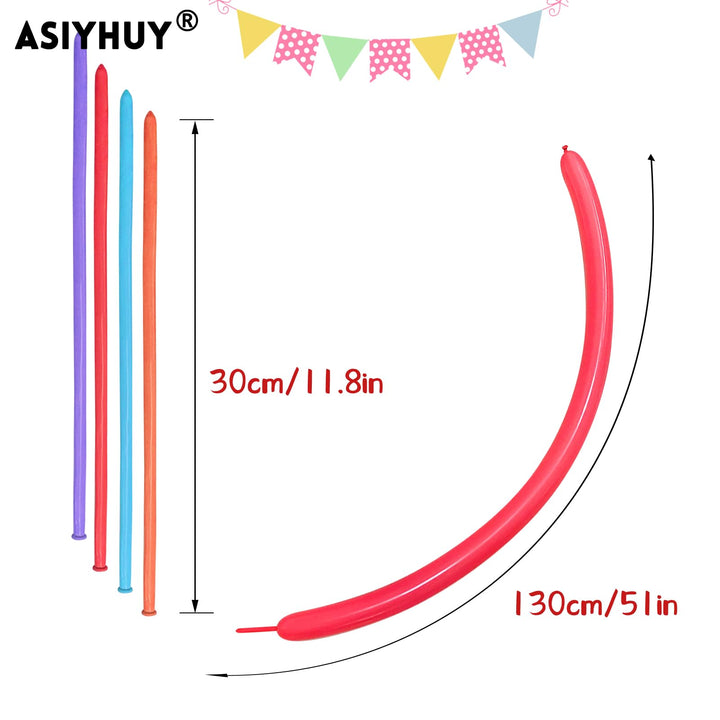 ASIYUHY Twisting Animal Balloons, Pastel Assorted, 100 Count