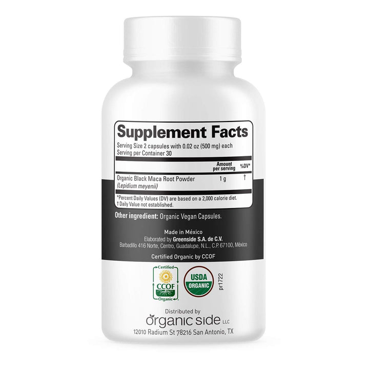 OS Organic Side Black Maca Capsules, 60 Count