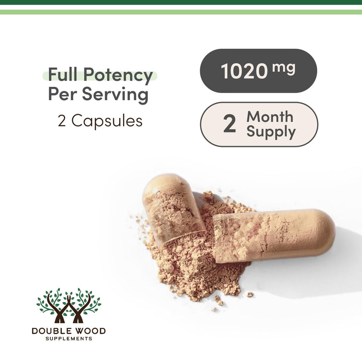 Double Wood Supplements Tongkat Ali Extract Capsules, 1020 mg, 120 Count