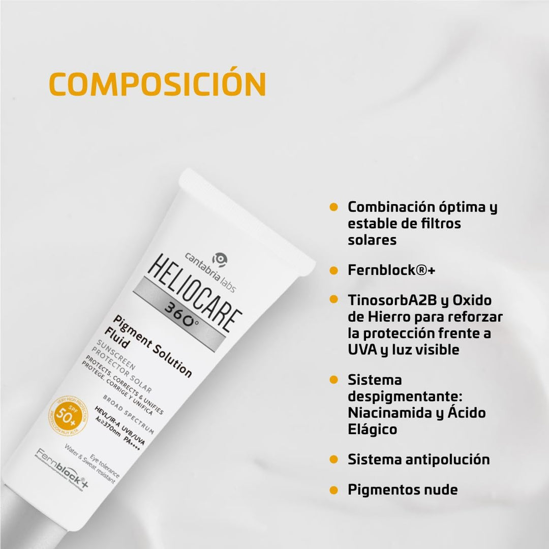 Heliocare 360º Pigment Solution Fluid, fotoprotector spf50 despigmentante 50ml