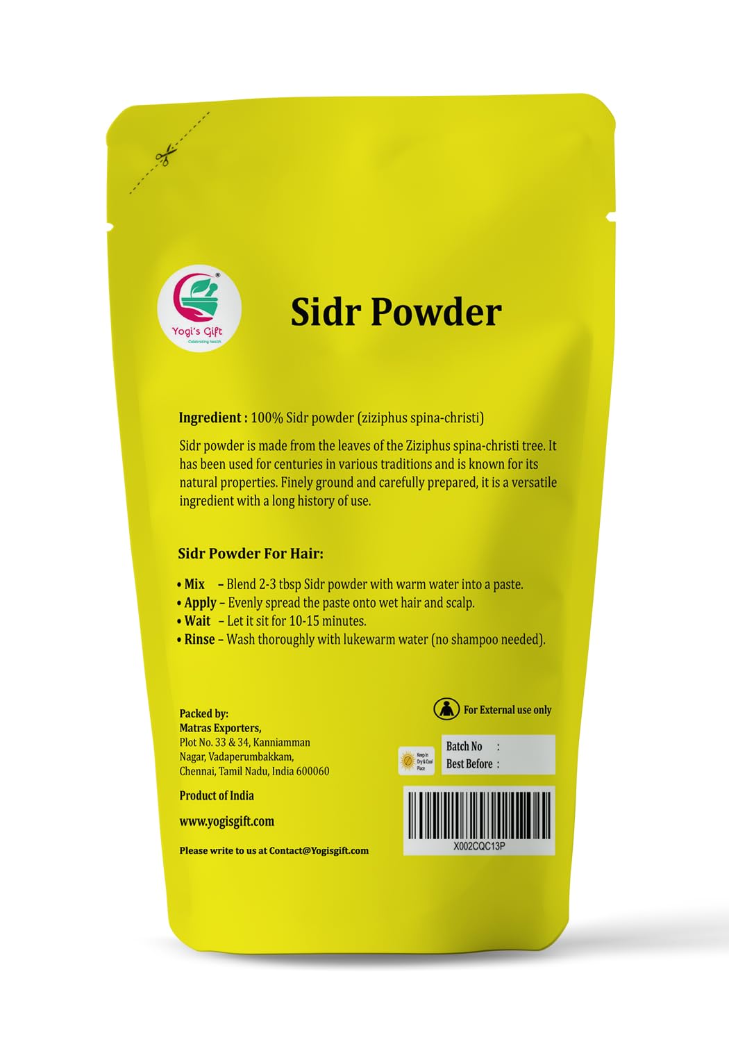 YOGI’S GIFT – Celebrating health Sidr Leaf Powder, 10 oz