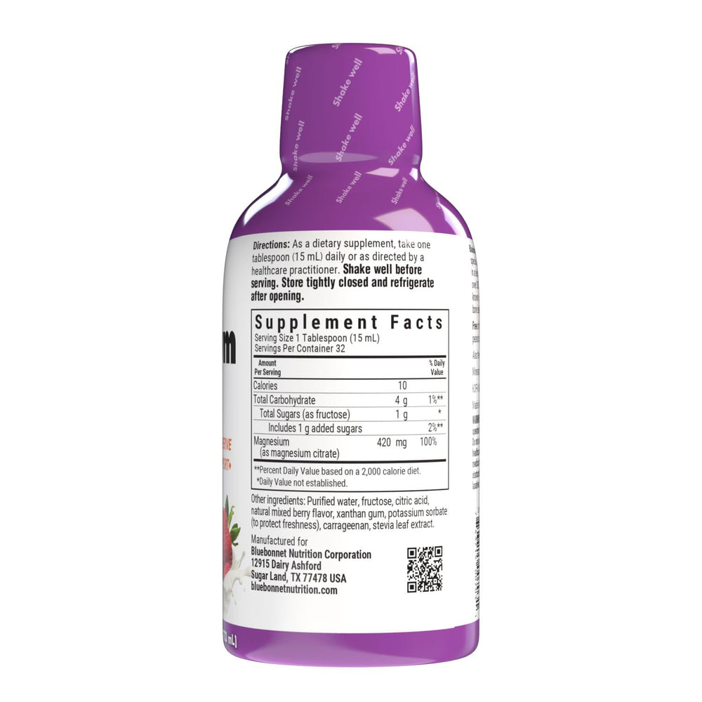 Bluebonnet Liquid Magnesium Citrate, Mixed Berry, 420 mg, 16 fl oz