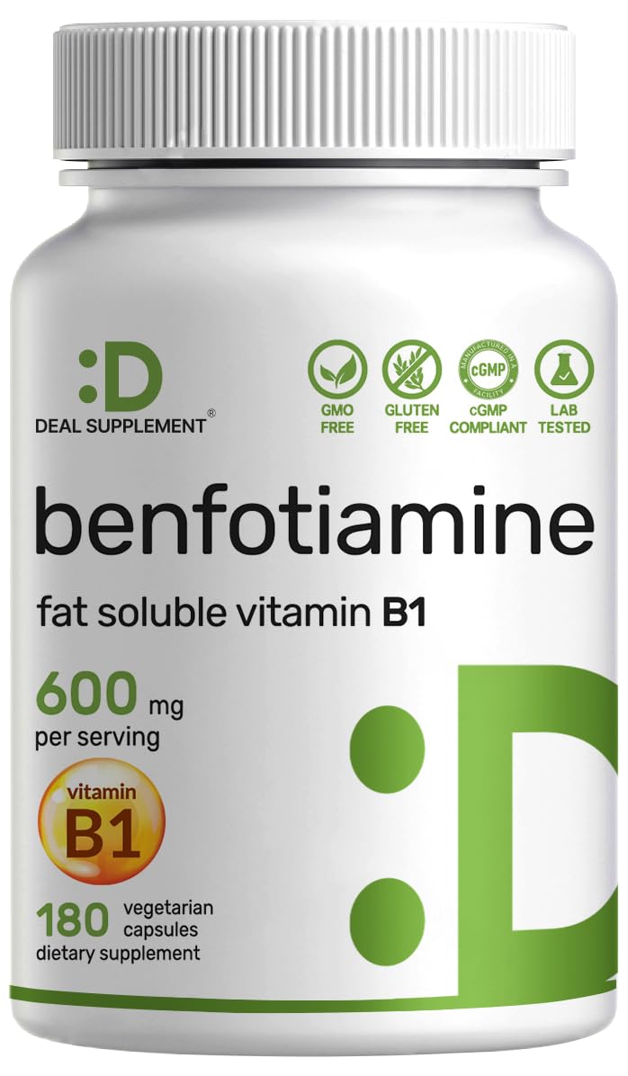 DEAL SUPPLEMENT Benfotiamine Vitamin B1 Capsules, 300 mg, 180 Count