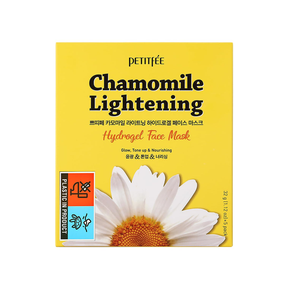 Petitfee, Chamomile Lightening Hydrogel Face Mask, 5 Count, 1.12 oz Each