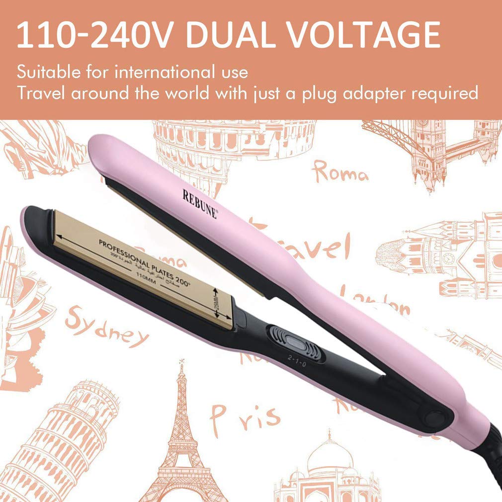 REBUNE RE-2062 Elegance Hair Straightener, Pink