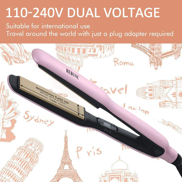 REBUNE RE-2062 Elegance Hair Straightener, Pink
