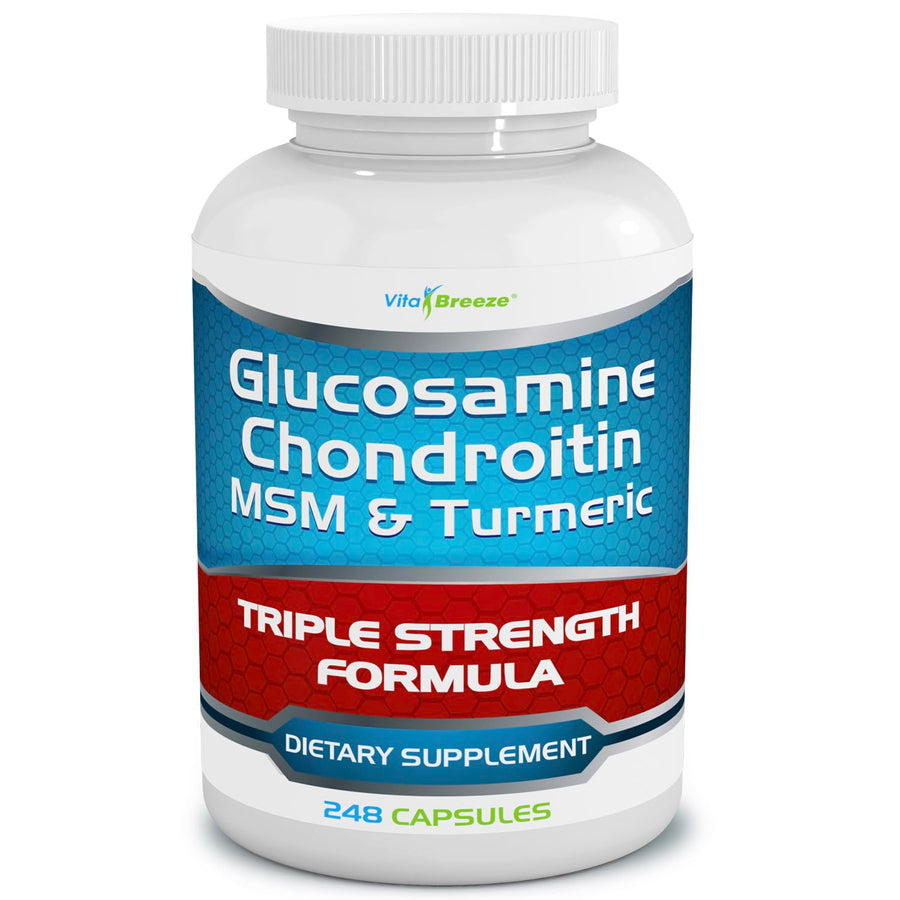 VitaBreeze Glucosamine Chondroitin MSM Turmeric Supplement, 248 Count