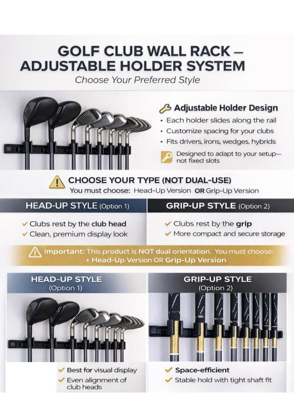 Generic Golf Club Holders, Black and Gray, 10 Count
