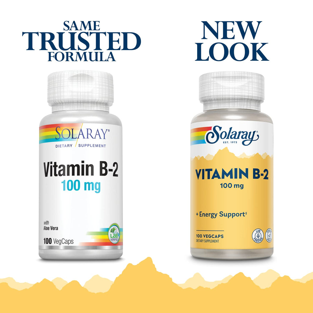 SOLARAY Vitamin B2 Capsules, 100 mg