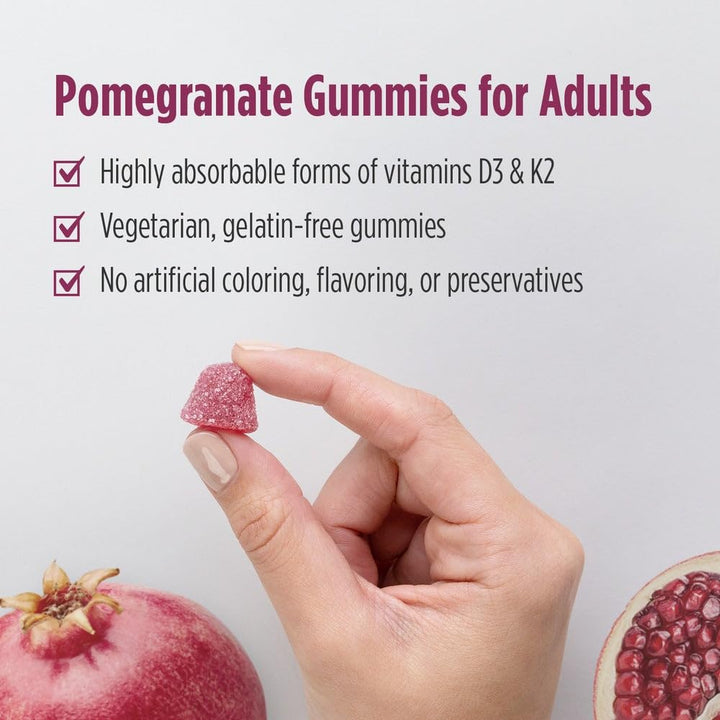 Nordic Naturals Vitamin D3 + K2 Gummies, Pomegranate, 120 Count
