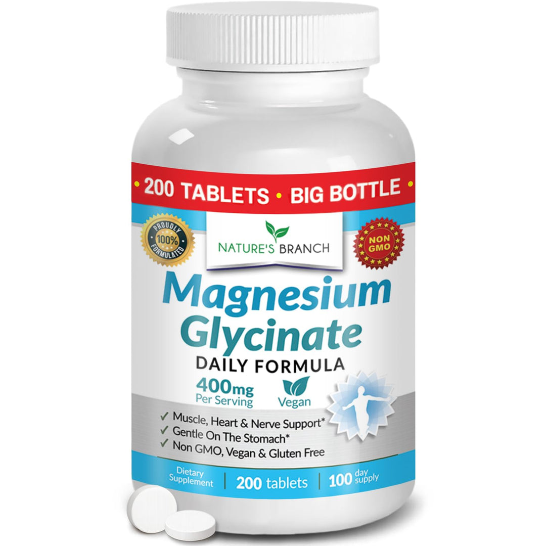 NATURE'S BRANCH Magnesium Glycinate 400 mg, 200 Count