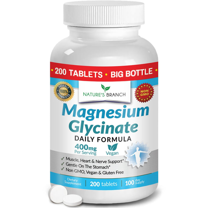 NATURE'S BRANCH Magnesium Glycinate 400 mg, 200 Count