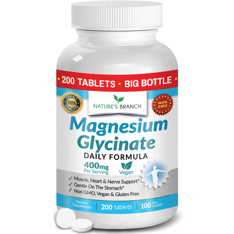 NATURE'S BRANCH Magnesium Glycinate 400 mg, 200 Count