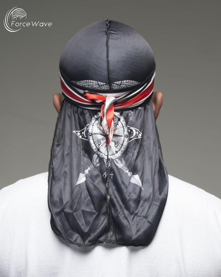 ForceWave Silky Durags for Men, Wing Blue Black Red, M