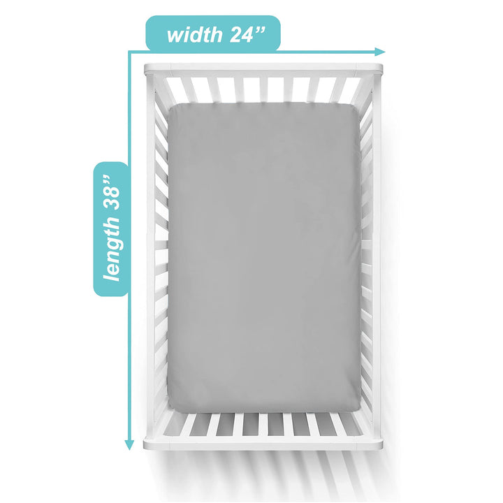 TL Care Cotton Fitted Mini Crib Sheet, Gray, 38 in x 24 in