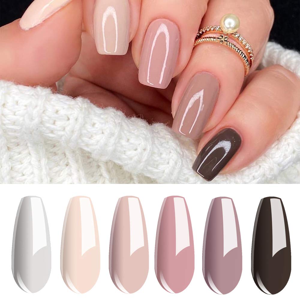 Vishine Gel Nail Polish Set, Nude Maroon, 6 Count, 8 ml