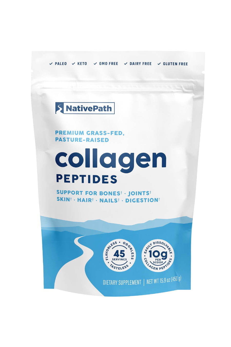 NativePath Collagen Peptides Powder, Unflavoured, 45 Servings