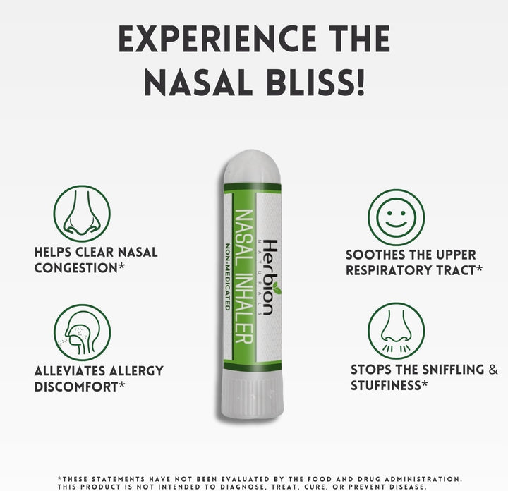 HERBION Naturals Nasal Inhaler, Menthol Clove Eucalyptus Camphor, 0.05 fl oz