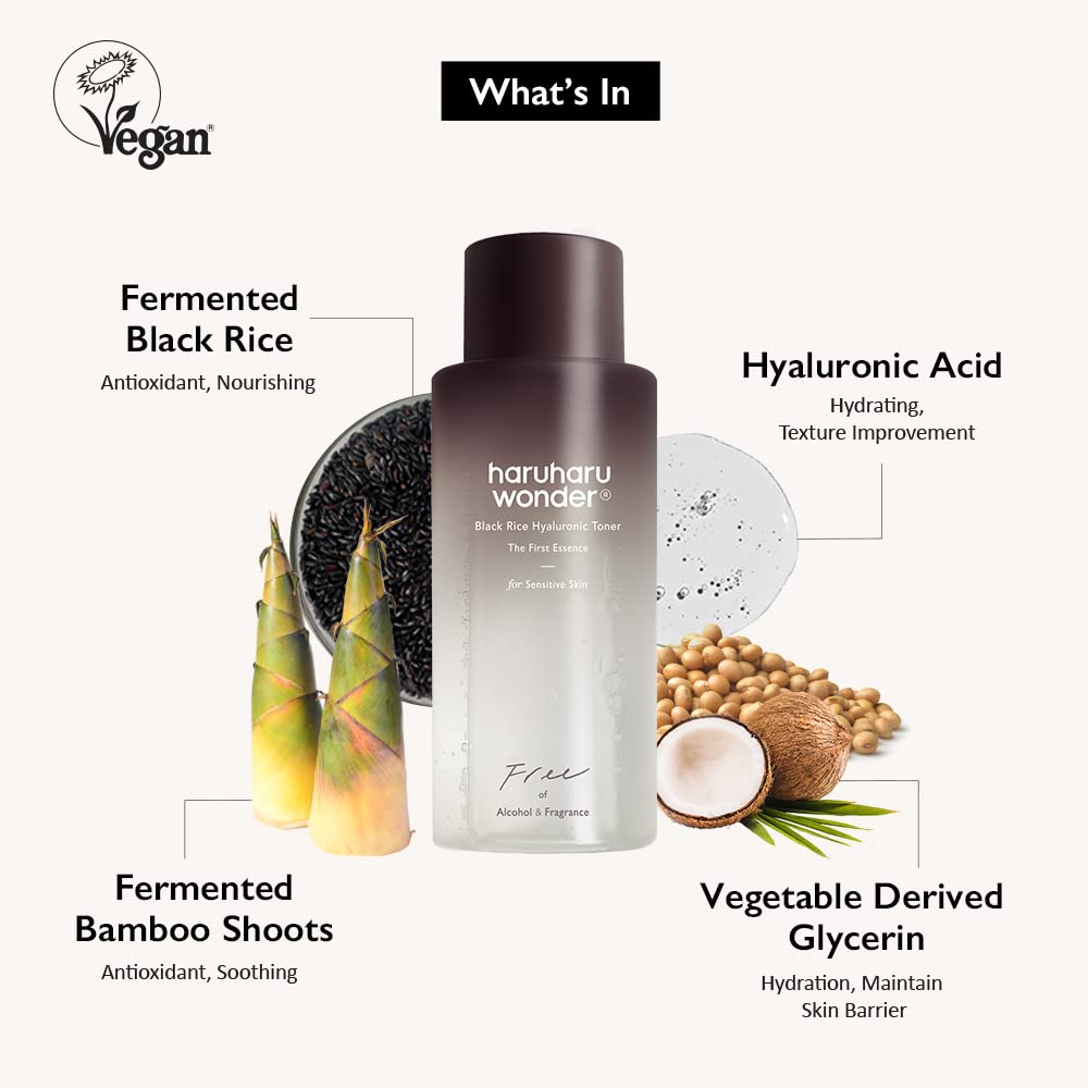 HARUHARU Wonder Black Rice Hyaluronic Toner, Fragrance Free, 150 ml