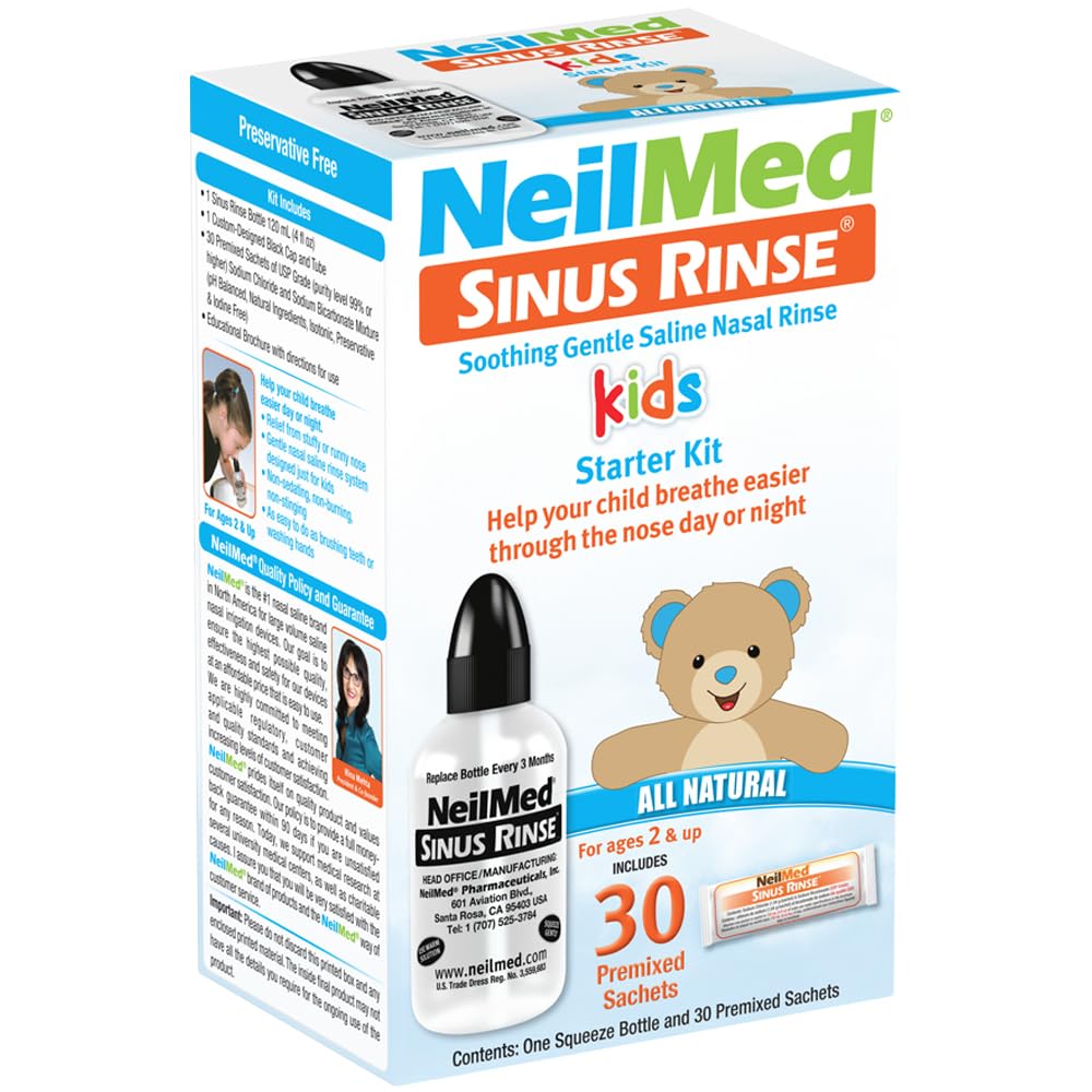 NeilMed Pediatric Saline Nasal Rinse Bottle Kit, 8 Count
