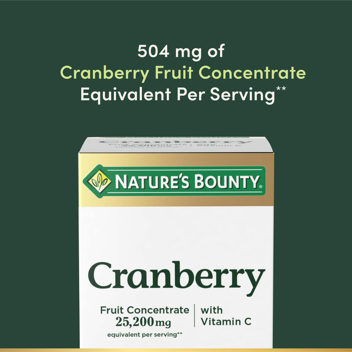 Nature's Bounty Cranberry Dietary Supplement, 25,200 mg, 60 Count