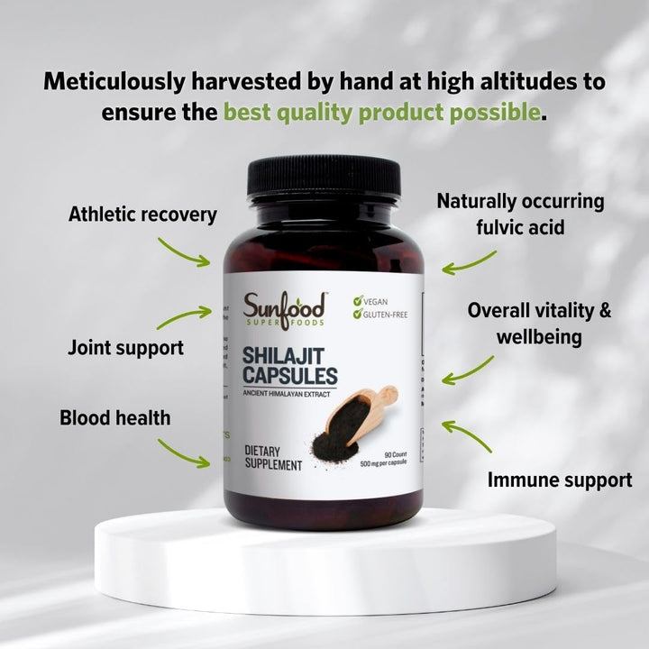 Sunfood Superfoods Shilajit Capsules, 500 mg, 90 Count