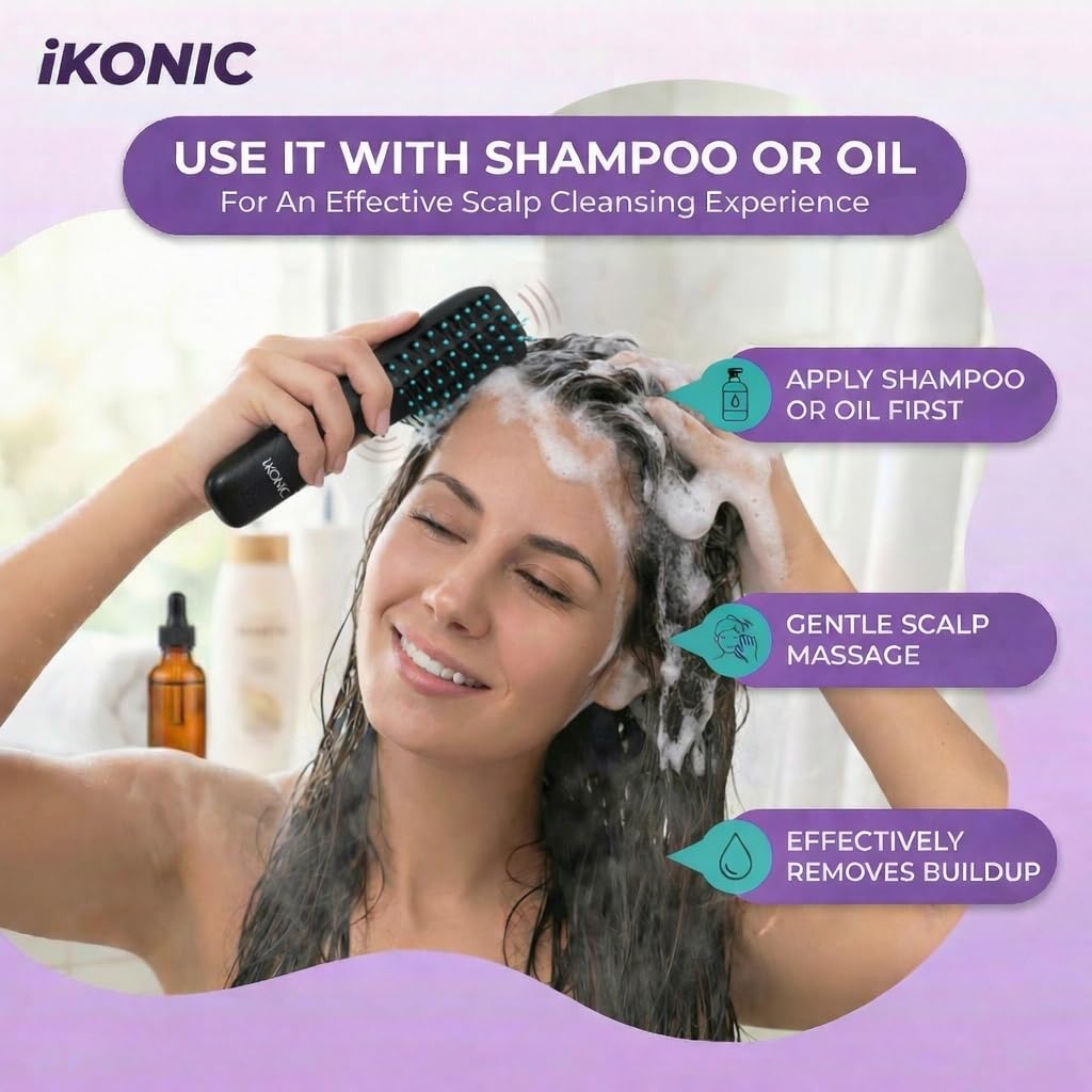 IKONIC 3-In-1 Vibrating Hair Growth Brush Scalp Massager