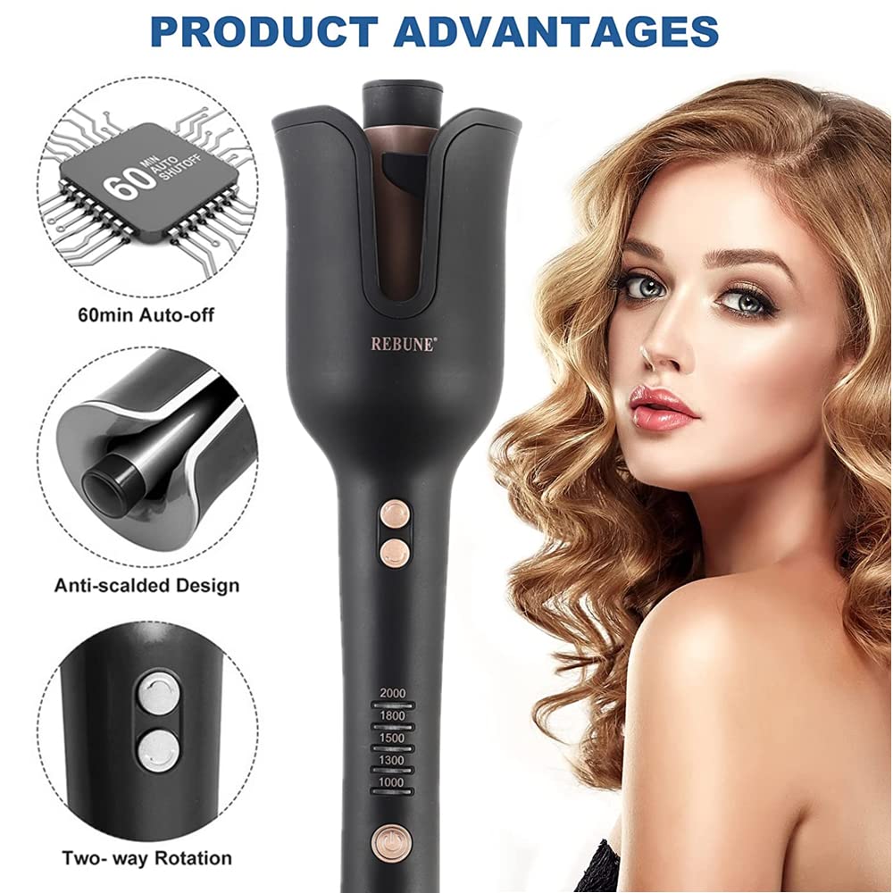 REBUNE RE2082 Automatic Curling Iron, Black, 1 in