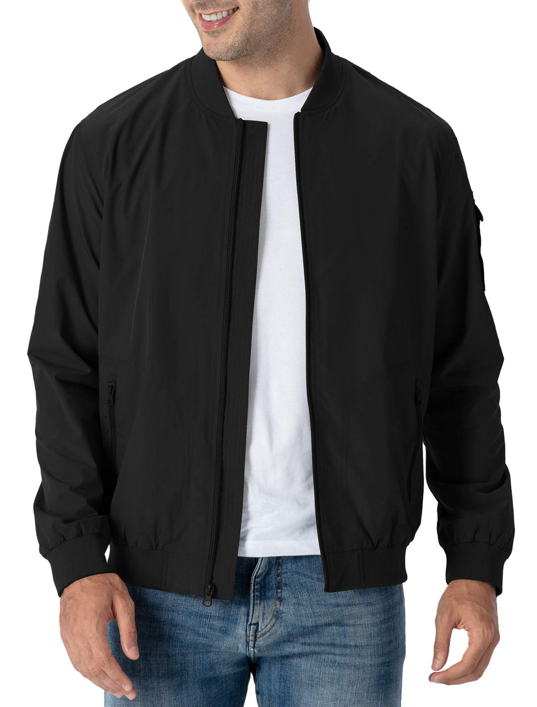 Rdruko Windbreaker Bomber Jacket, Black, XL
