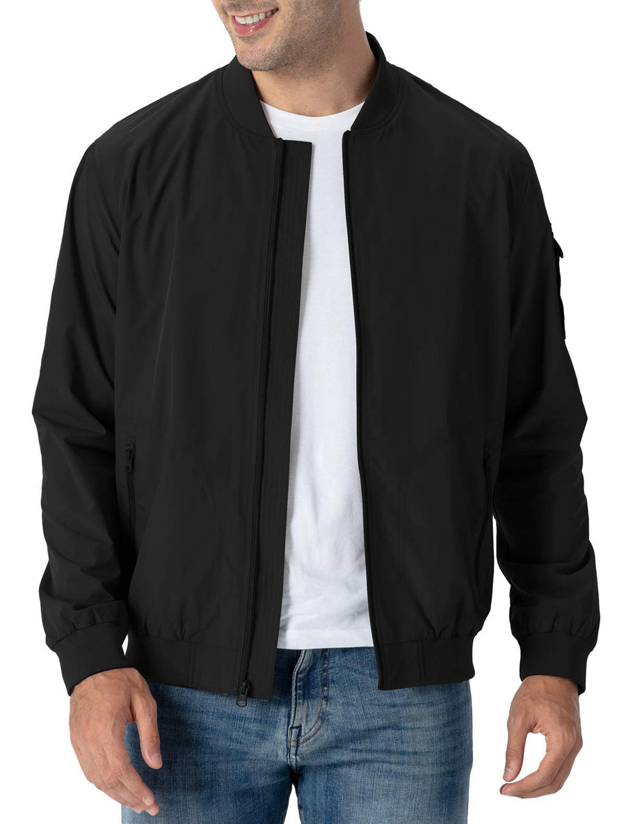 Rdruko Windbreaker Bomber Jacket, Black, XL