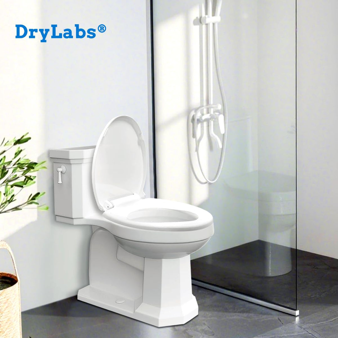 DryLabs Round Toilet Seat, Soft Close, White, 16.5 in