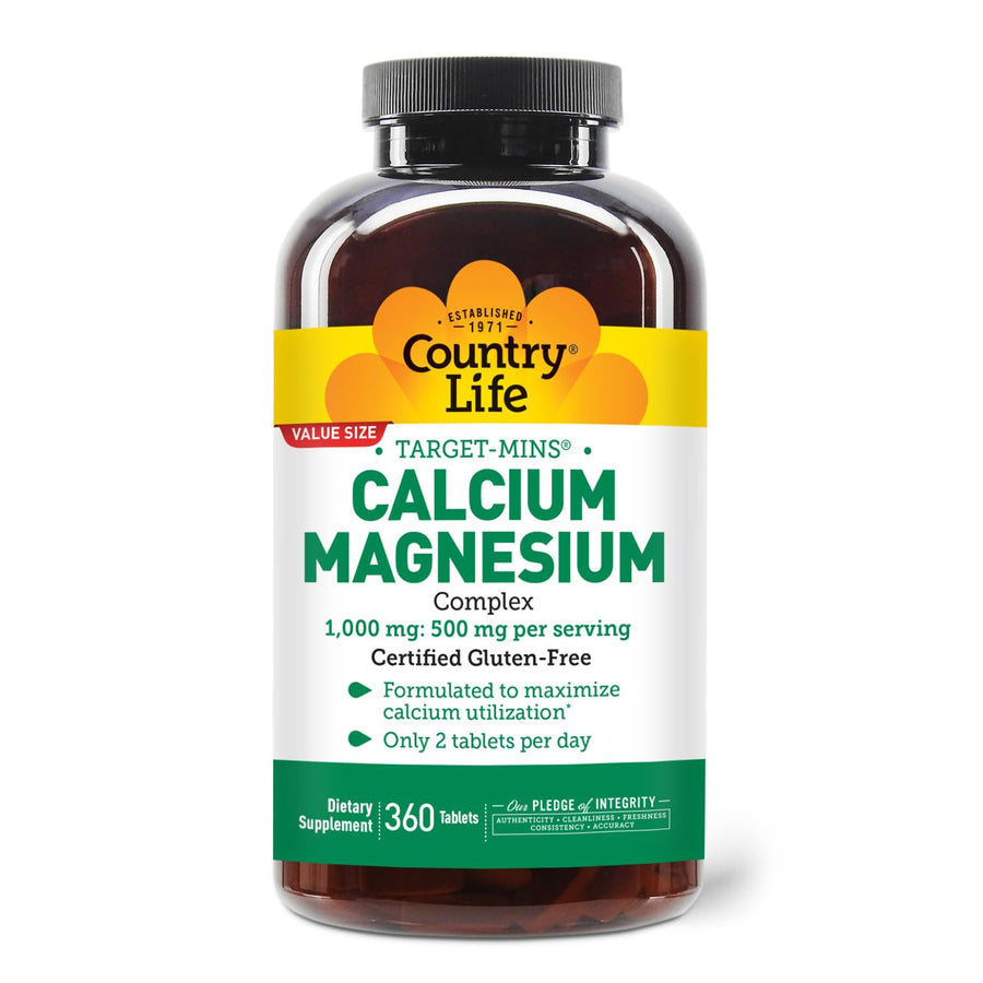 Country Life Target Mins Calcium-Magnesium Complex, 1,000 mg/500 mg, 360 Count
