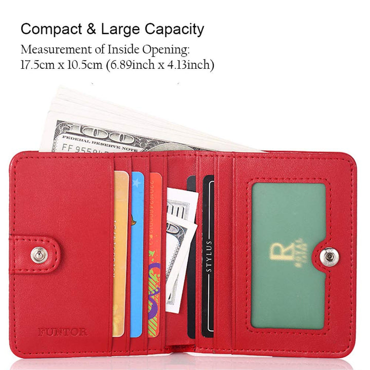FT FUNTOR Small Compact Bifold Wallet, Red