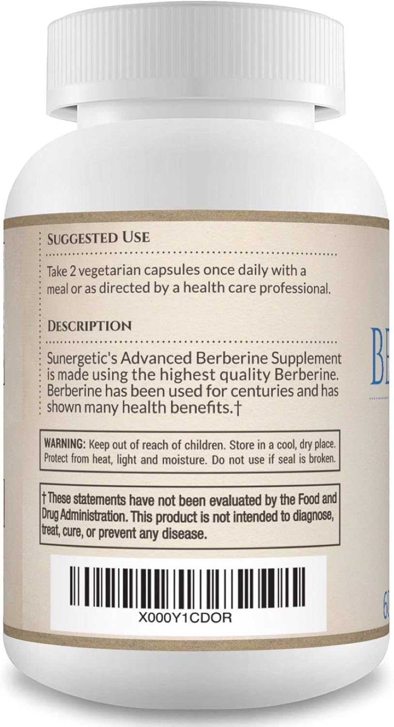 Sunergetic Berberine HCI, 1,200 mg, 60 Count