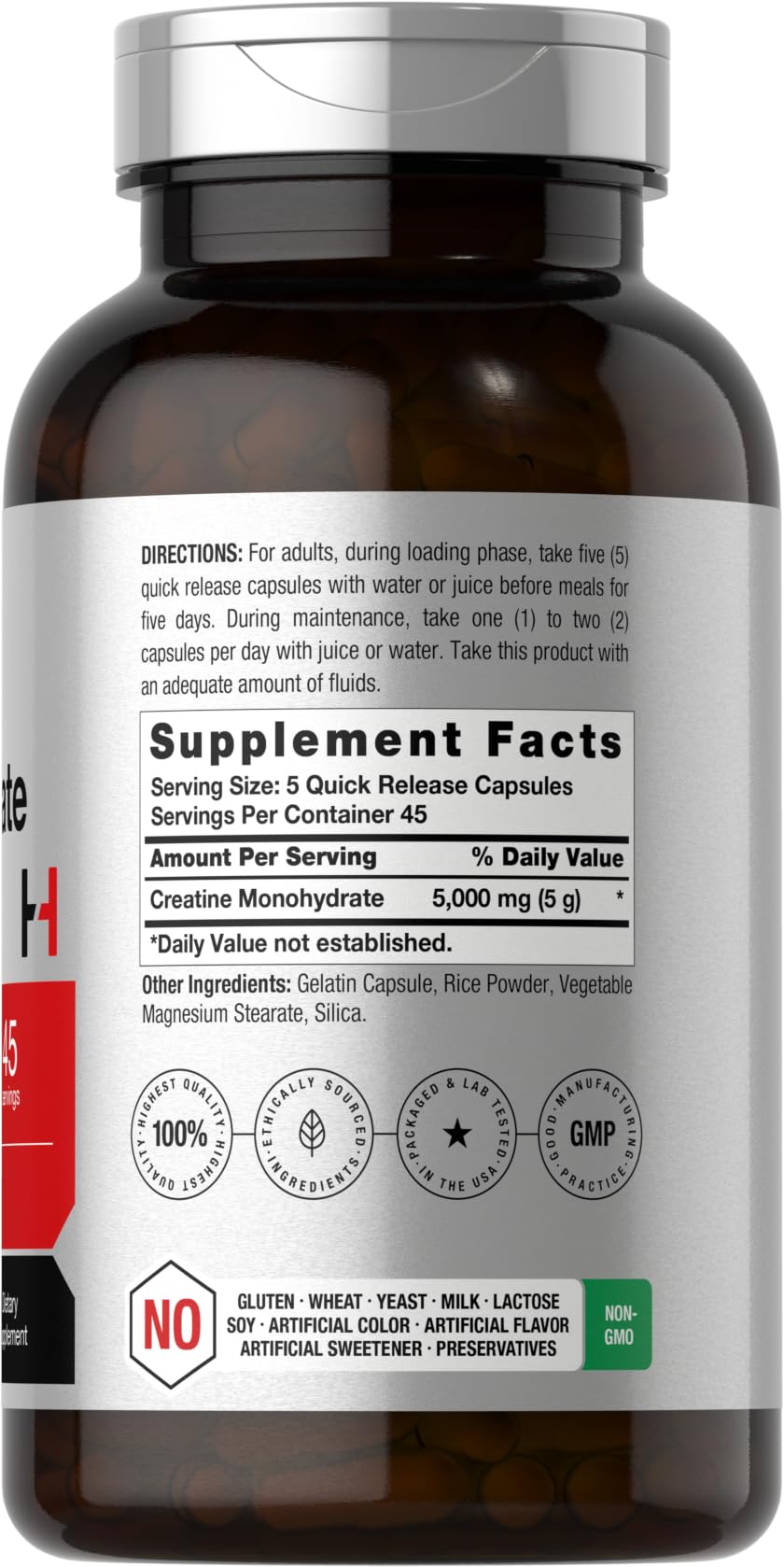 Horbäach Creatine Monohydrate Capsules, 5 g, 225 Count