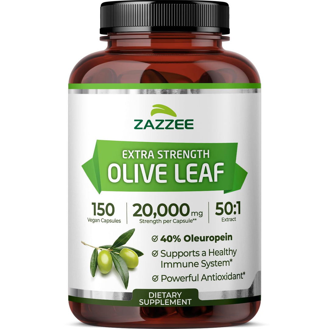 Zazzee Olive Leaf Extract, Extra Strength 50:1, 150 Count