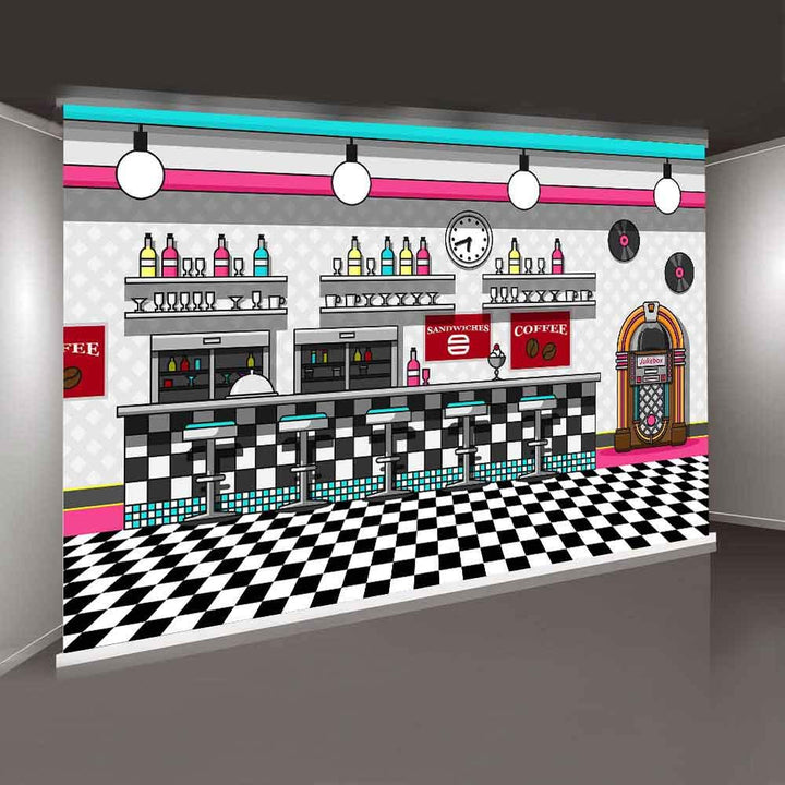 MTMETY 50s Retro Diner Backdrop, 10x7 ft